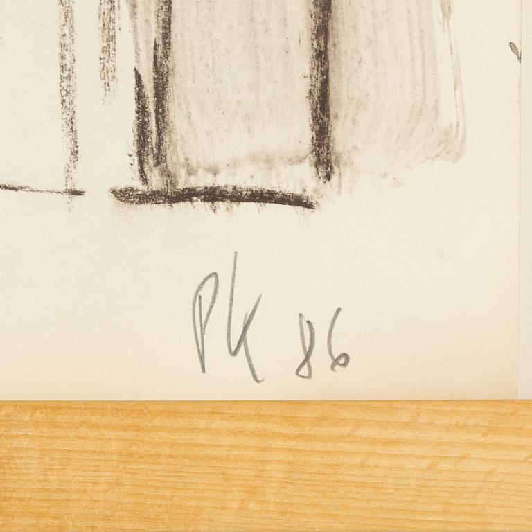 Per Kirkeby, blandteknik på papper, signerad PK och daterad 86.