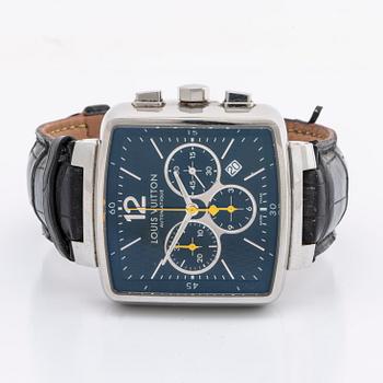 LOUIS VUITTON ARMBANDSUR 40 mm, stål, automatisk, original läderarmband, originaletui.