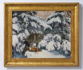 Bruno Liljefors, Goshawk with prey.