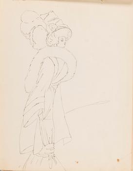 CARL JENSEN-CARLÉN, a scetch book with drawings, mixed media, 27 pages, partially signed C.C.