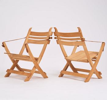 Hans J. Wegner, sex fällstolar, "Havestolen" modell "PP90", PP Møbler, Danmark 1970-tal.