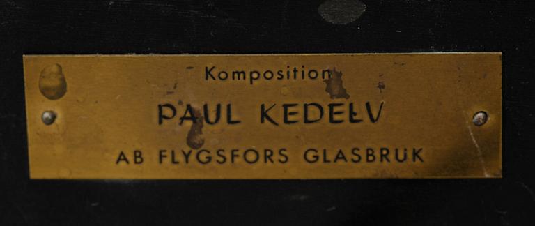 SKULPTUR/BORDSLAMPA, glas, Paul Kedelv, Flygsfors glasbruk.