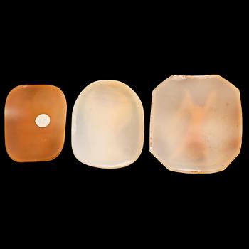 A SET OF THREE EVA GYLDÉN CAMEOS, signed, 1950s.