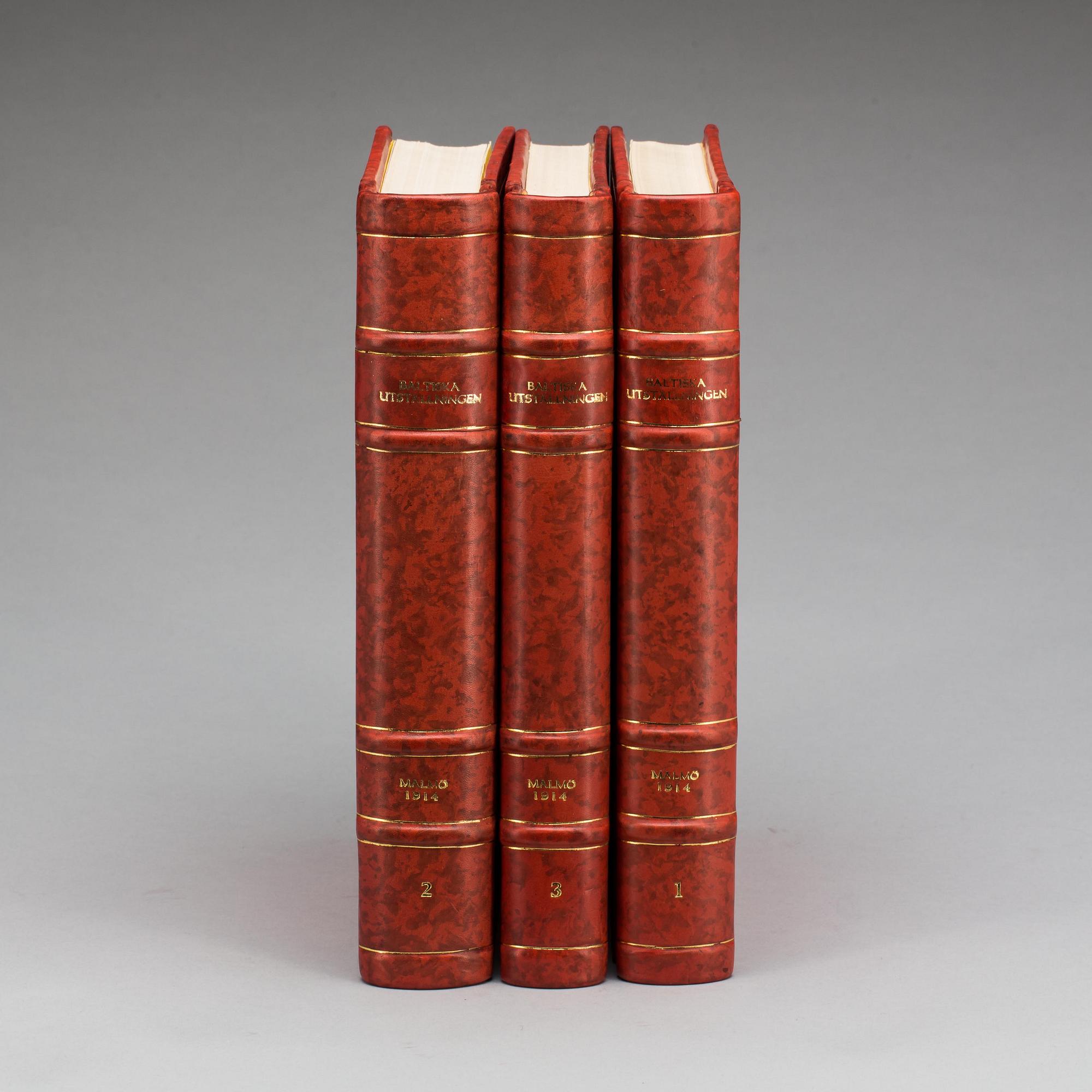 BÖCKER, 3 delar. "Officell berättelse öfver Baltiska Utställningen i Malmö 1914".