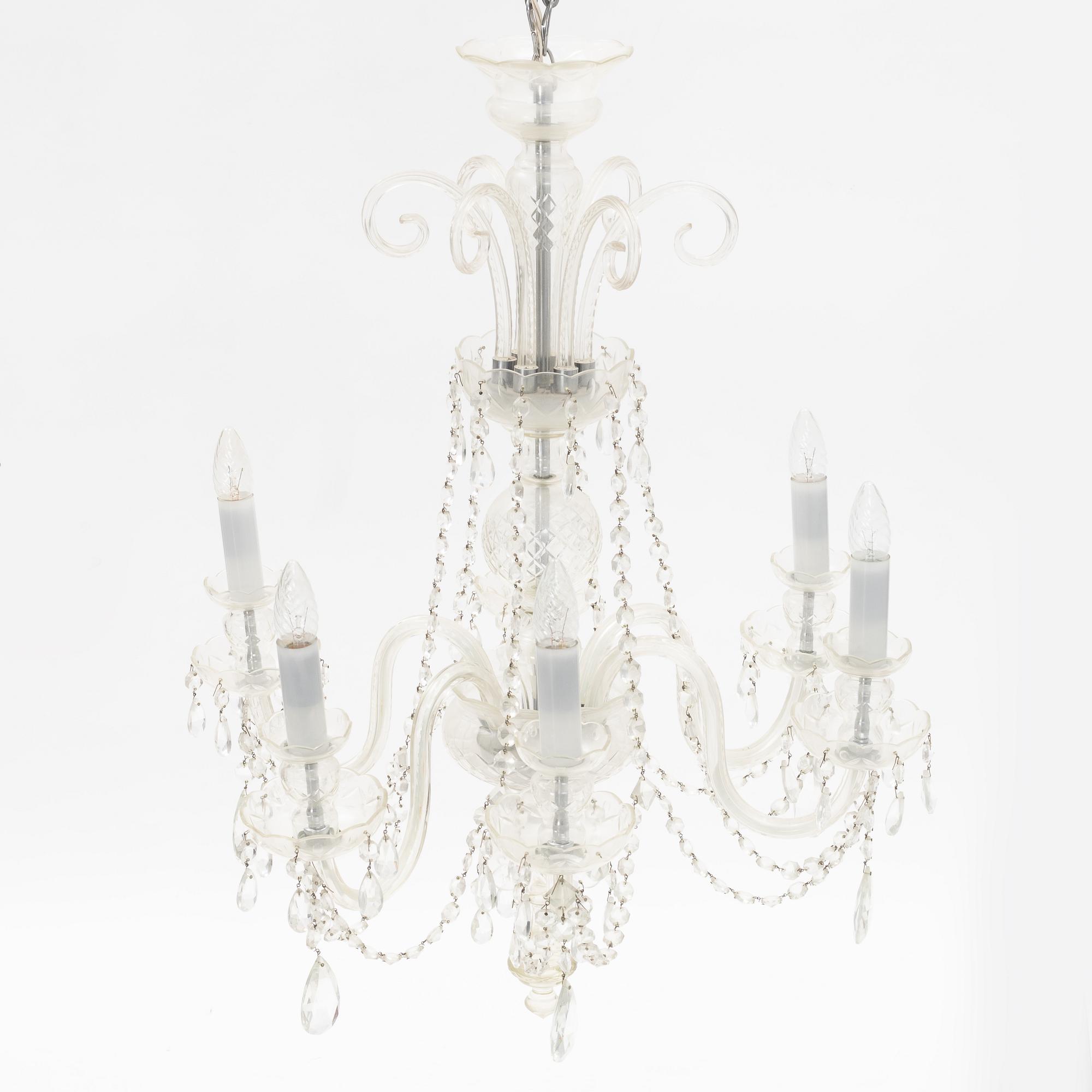 A glass chandelier, 20th Century.