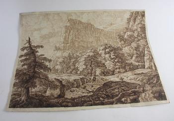 OKÄND KONSTNÄR, tusch, 1700/1800-tal.