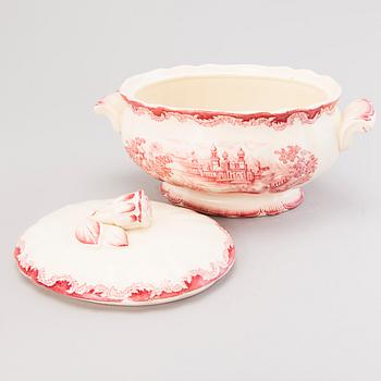 A 157-piece tableware set of 'Bengali, red', Swedish Rörstrand creamware of the 1940s.