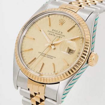 ROLEX, Oyster Perpetual, Datejust (T Swiss T), "Linen Dial", Chronometer, wristwatch, 36 mm.