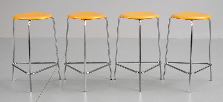 A set of four bar stools made by Fritz Hansen in 1982.