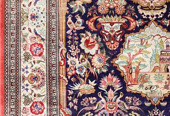 An older silk Ghom rug, 150 x 103 cm.