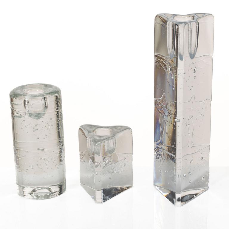 Timo Sarpaneva, Ljusstakar, 5 st, samt champagneglas, "Arkipelago", Iittala.
