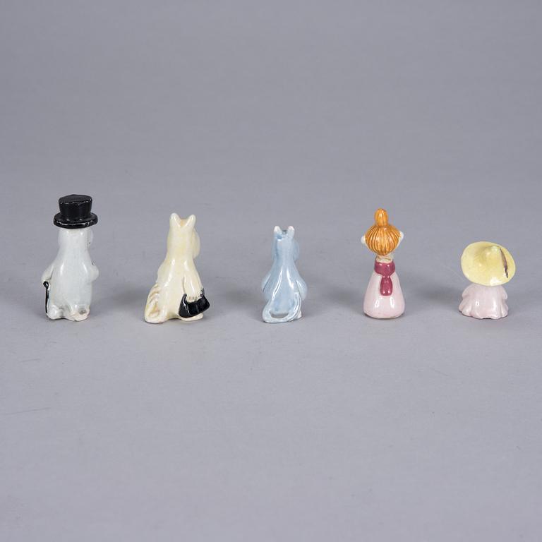FIGURIINEJA 5 kpl, "Muumeja" Signe Hammarsten-Jansson, 1950-luku.