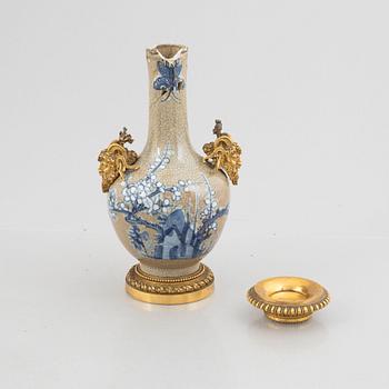 A porcelain and bronze vase, Japan and France late 19th Century.