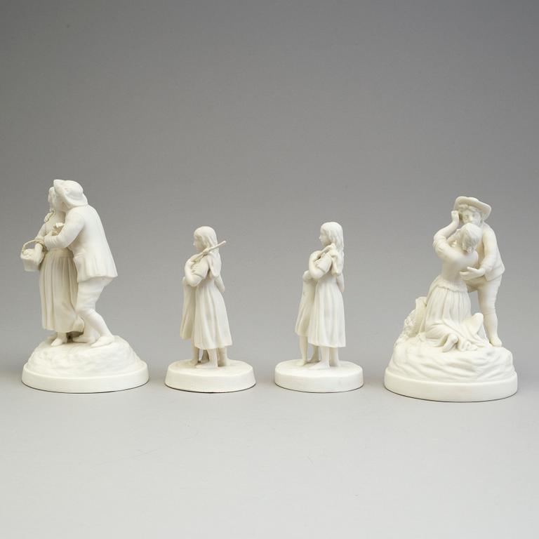 FOUR PARIAN GROUPS, Gustafsberg, early 20th century.