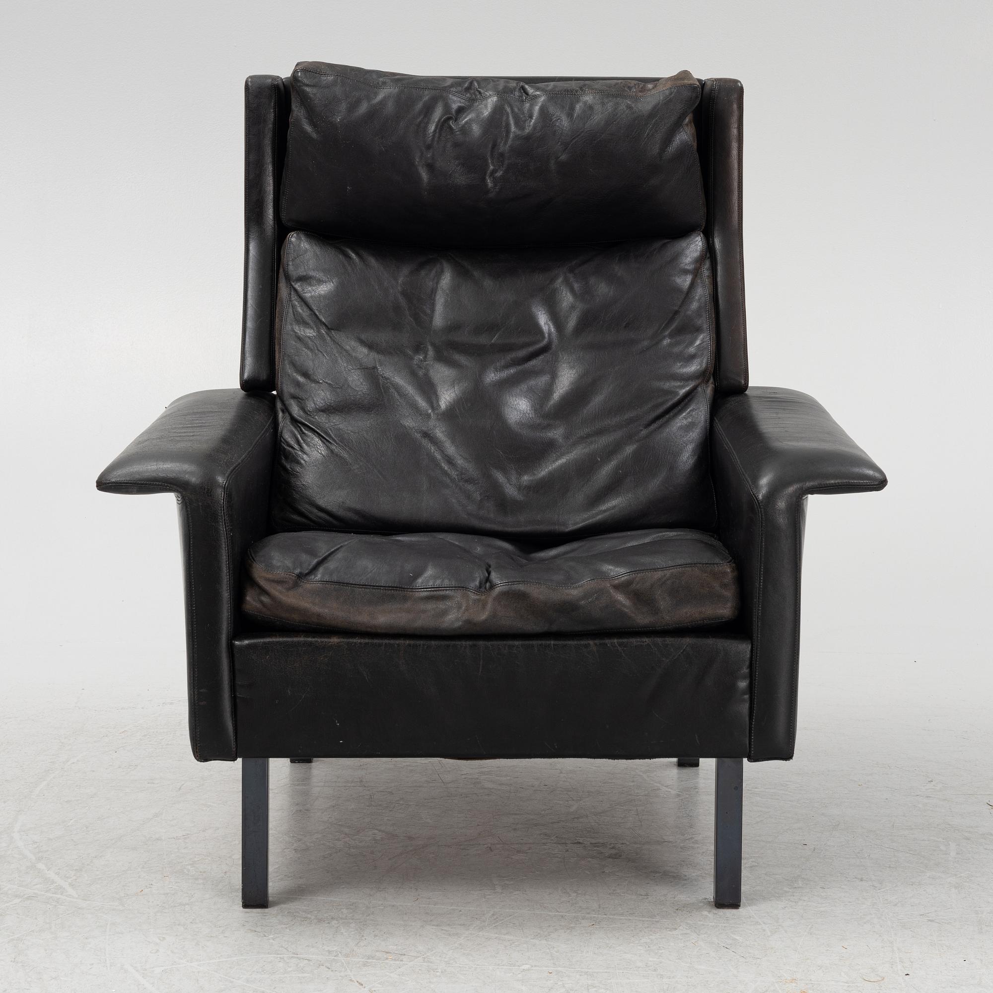 Arne Vodder, a leather armchair, Frits Hanzen, Denmark, 1966.