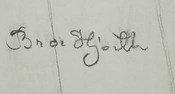 BROR HJORTH, teckning, signerad.