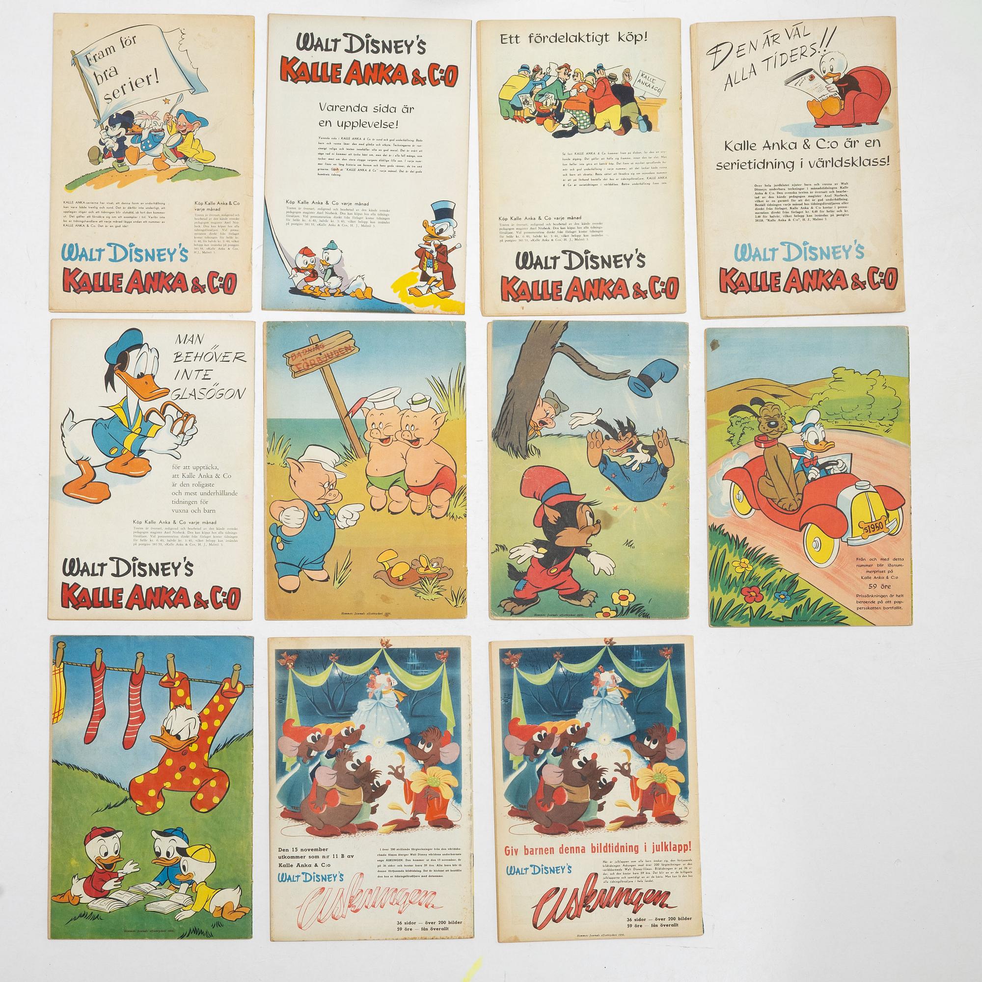 Comic books, 12 issues, Kalle Anka & Co, 1950 edition.