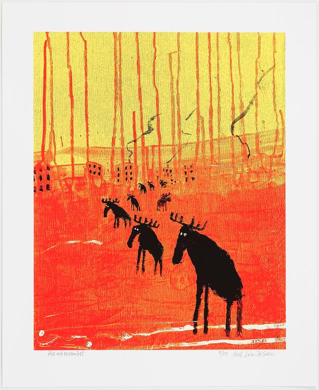 Carl Johan De Geer, lithograph in colours, signed 4/30.