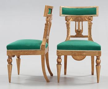 Four late Gustavian early 19th century chairs.