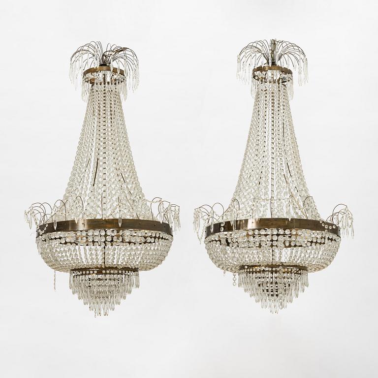 A pair of Empire style ceiling lamps, mid 20th Century.