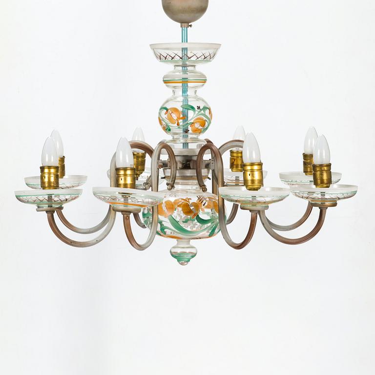 Paavo Tynell, A 1940s chandelier, for Taito and Kauklahden Lasitehdas, Finland.