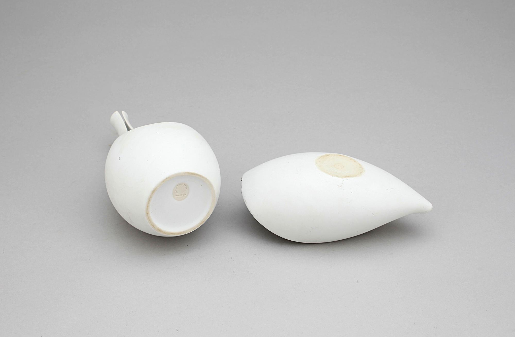 VAS samt SKÅL, 2 st, stengods, "Veckla" och "Pungo", Stig Lindberg, Gustavsberg, 1900-talets mitt.