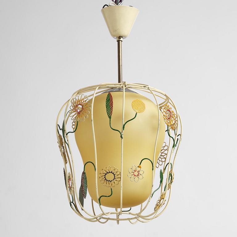 Ulla & Gunnar Eklöf, attributed to, a pair of Swedish Modern ceiling lamps, Corona Belysningskultur, Stockholm, 1940s.