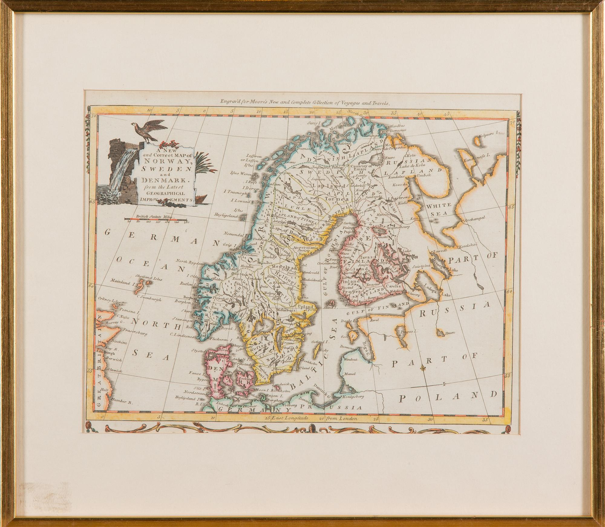 KARTOR, 3 st, handmålade kopparstick, 1700-tal.