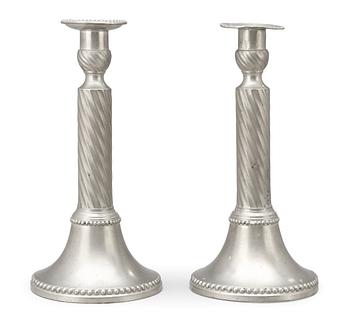 A pair of Gustavian pewter candlesticks by E. P. Krietz 1792/94.