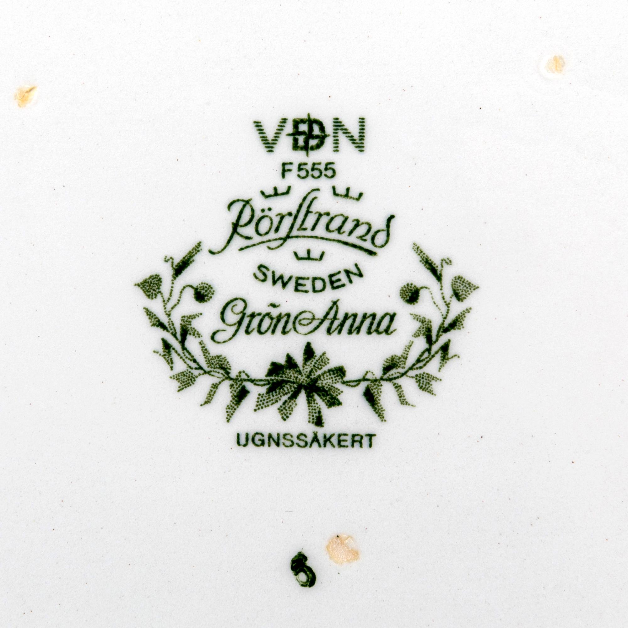 Servis "Grön Anna" 96 dlr porslin, Rörstrand, 1900-talets senare del.