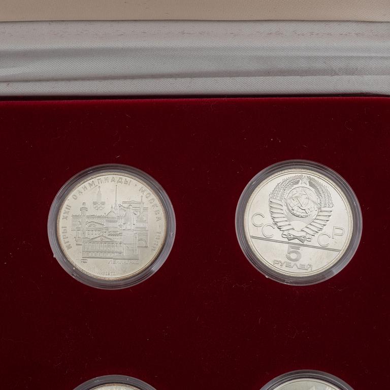 Commemorative medals, 28 pcs, Olympic Games in Moscow 1980, silver,.