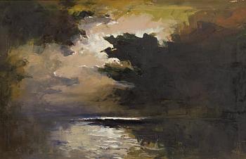 Axel Lind, Moonlit Marine Painting.