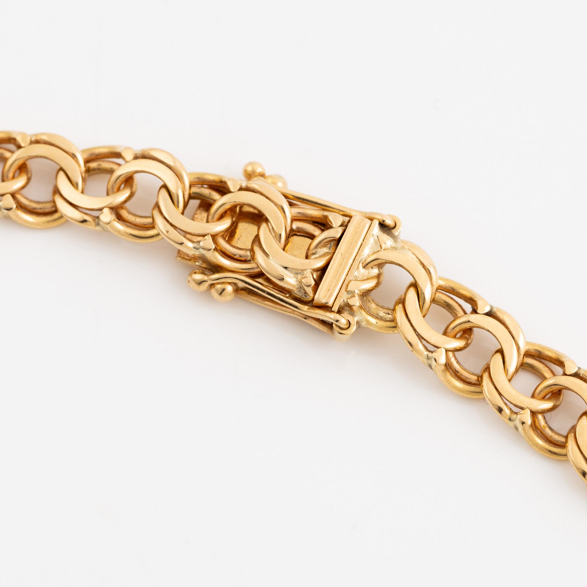 Necklace 18K gold, graduated Bismarck link,