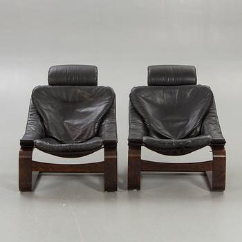 Armchairs, a pair, "Kroken", Åke Fribyter, Nelo, Knislinge, second half of the 20th century.