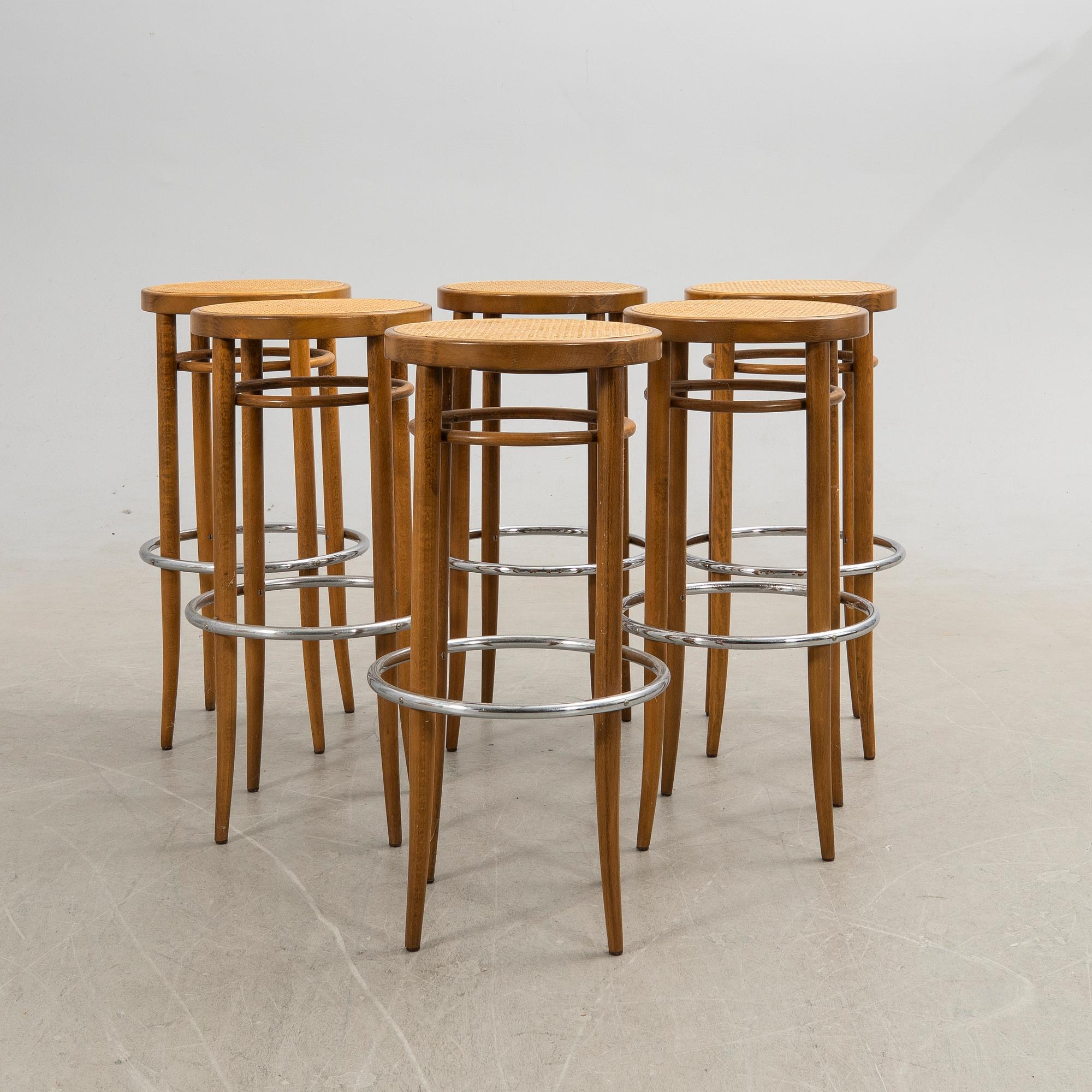 Bar stools, 6 pcs, Thonet, modern production.