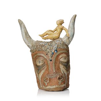 140. Stig Lindberg, a stoneware sculpture of 'Europe and the bull', Gustavsberg studio, Sweden 1940s.