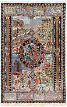 Rug, figural Tabriz, approx. 304 x 198 cm.