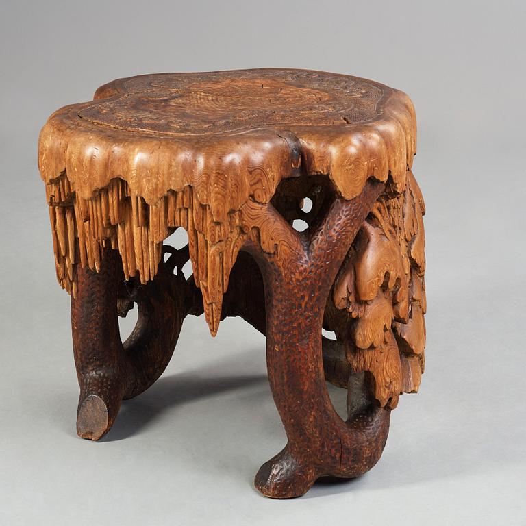 Knut Fjaestad, A Knut Fjaestad Art Nouveau sculptured pine table, Sweden ca 1900.