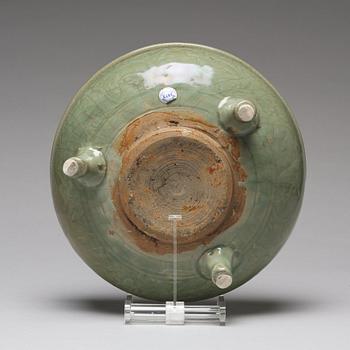 A celdonglazed tripod censer, Ming dynasty (1368-1644).