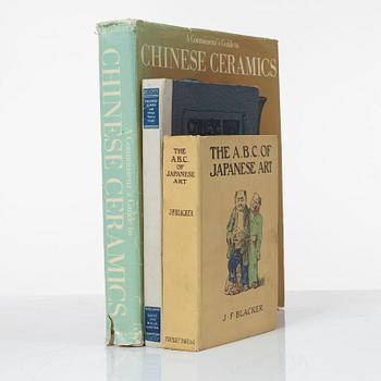 A collectors library, three volumes, Chinese Junks, A Connoisseurs Guide to Chinese Ceramics and the ABC of Japanese Art.
