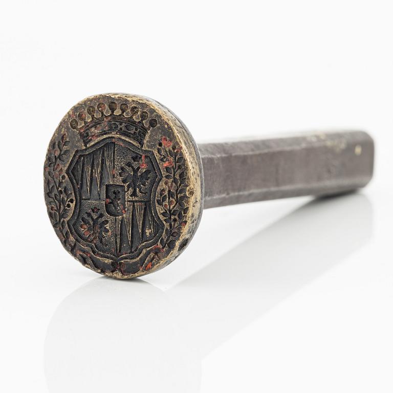 Seal, likely from Germany, for an unidentified baronial family, circa 1700.