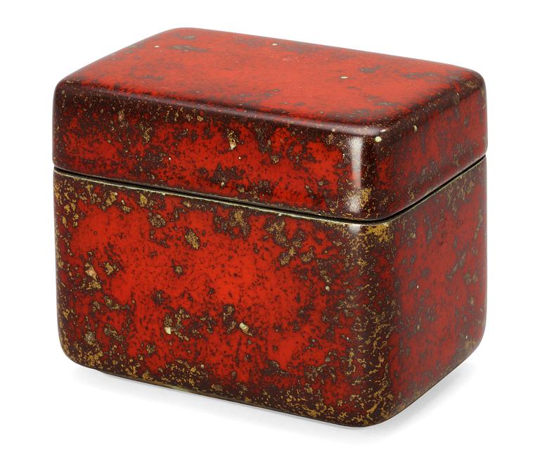 A Hans Hedberg faience box with cover, Biot, France.