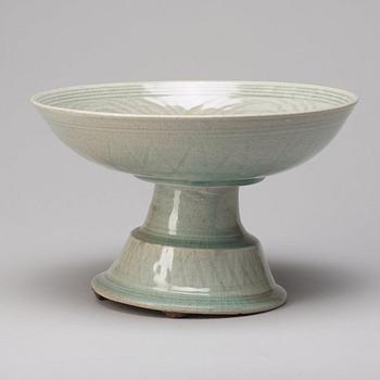 A celadon glazed tazza, Sawankhalok, 15th /16th Century.