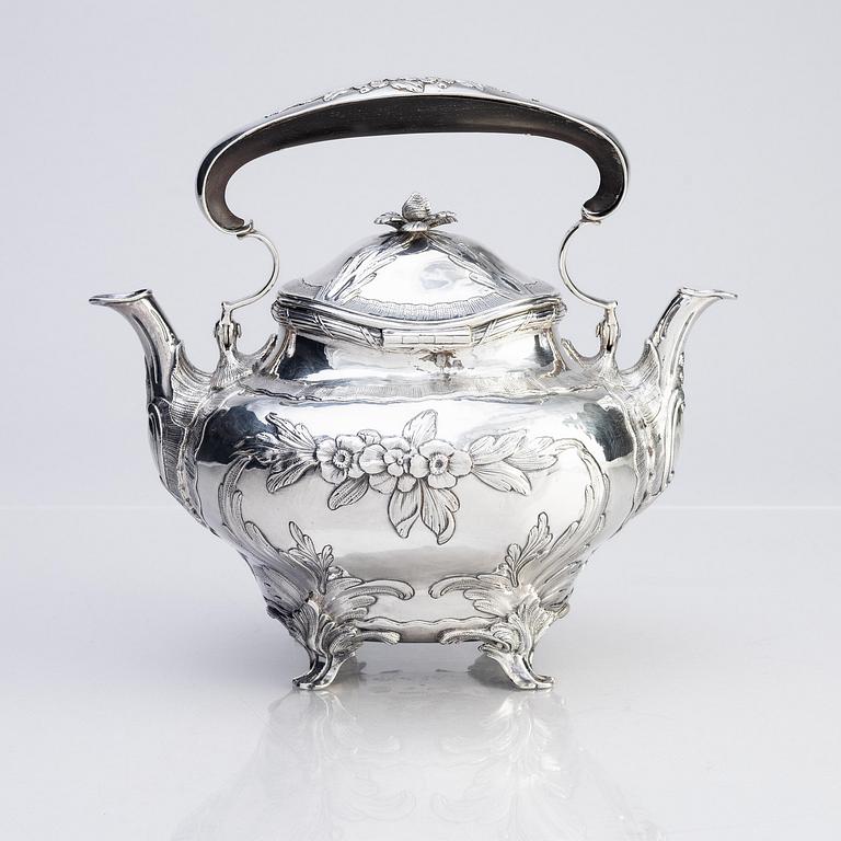 A Swedish Rococo double-spouted Rococo silver teapot, mark of Bengt Hafrin, Gothenburg 1770.