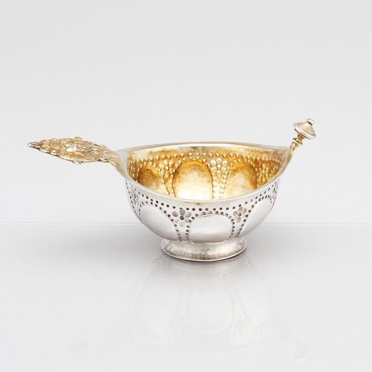 A Swedish 18th century parcel-gilt silver brandy-bowl, mark of Lorens Stabeus, Stockholm 1754.