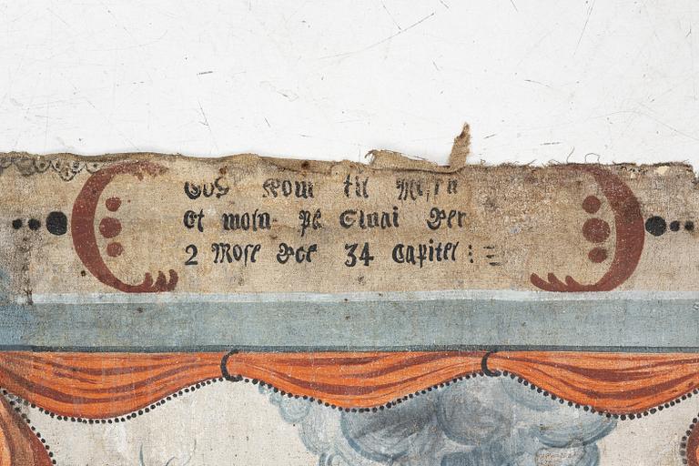 A nine-piece part folk art wall painting from Värmland, Sweden, late 18th century.