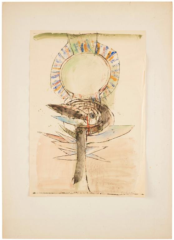 CO Hultén, mixed media on paper, signed and executed in the 1950s.