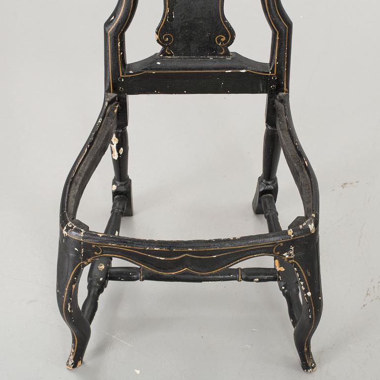 Six swedish rococo 18th century chairs.