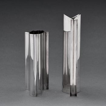 Theresia Hvorslev, two sterling silver vases, Lidköping, Sweden 1973-74.