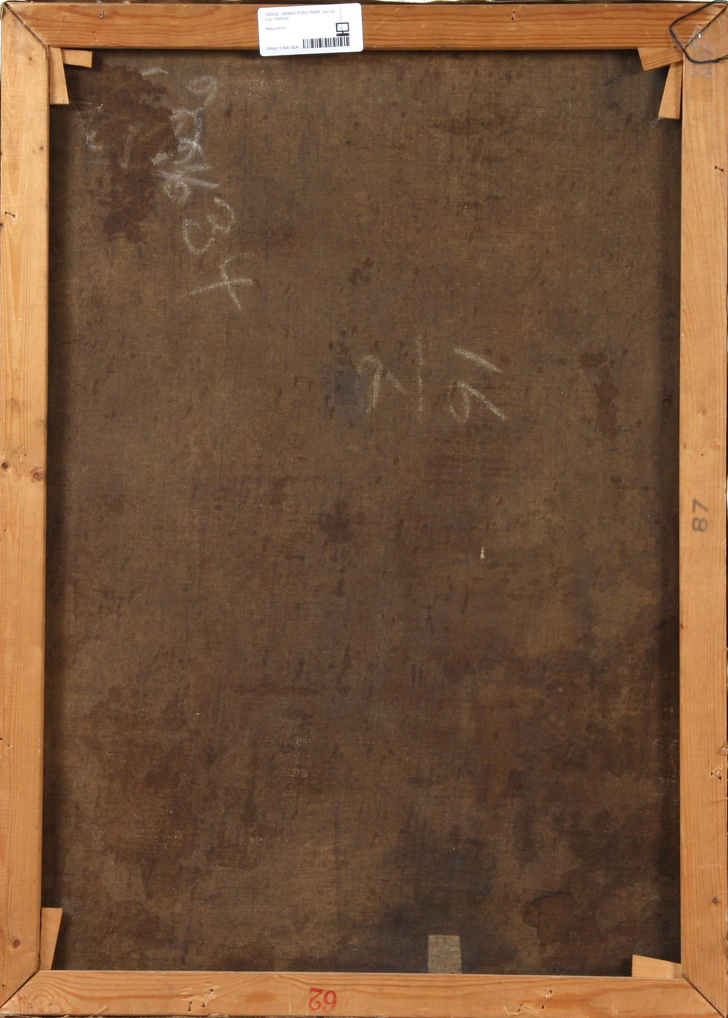 OKÄND KONSTNÄR, olja på duk, 1800-tal.